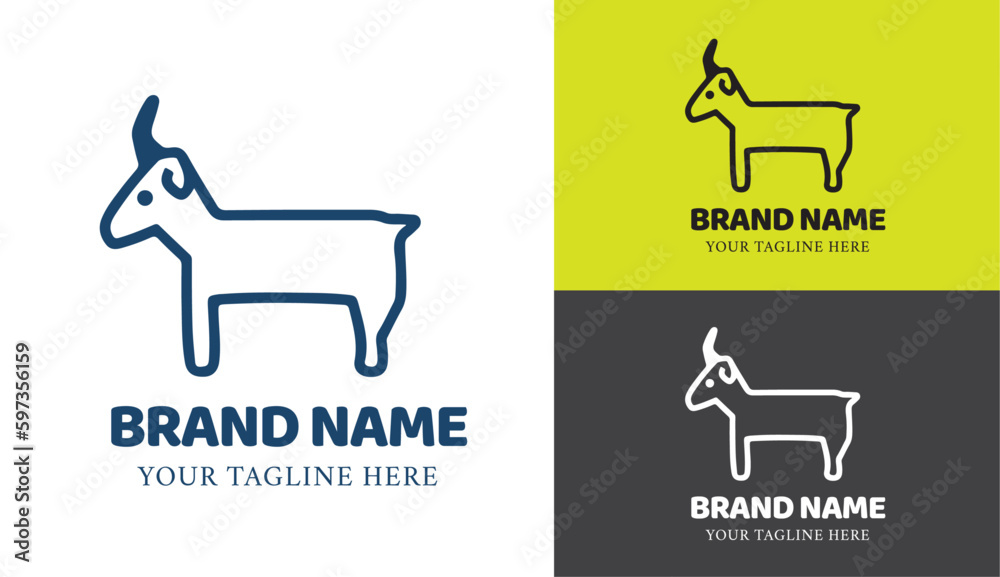 Goat Simple Logo Template Design Suitable For Brand Or Company Logo