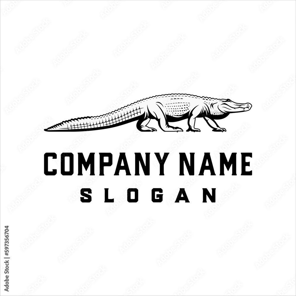 Obraz premium Alligator walking logo in classic and masculine style design