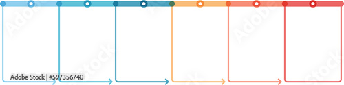 Horizontal timeline template with six arrows