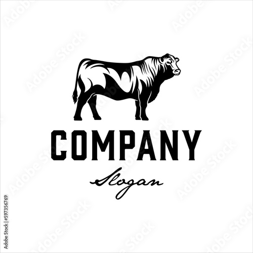 Cow livestock logo with masculine style design