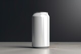 White aluminum mockup soda can in 280 ml size, shown standing and lying. Generative AI