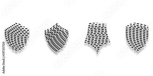Set of badge shapes. Vector shield silhouette. Security, football patch isolated on white background.