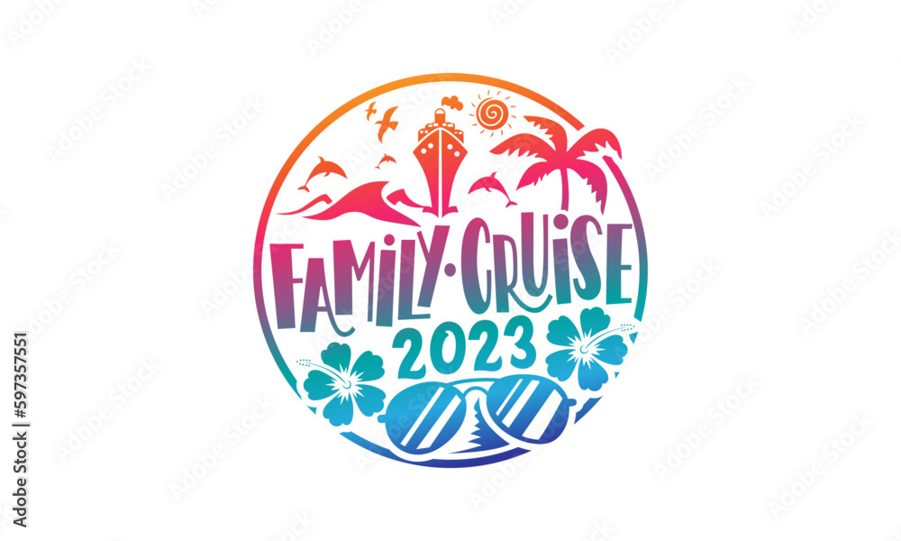 Family cruise 2023 cruising boat trip family 2023 t-shirt - obrazy, fototapety, plakaty 