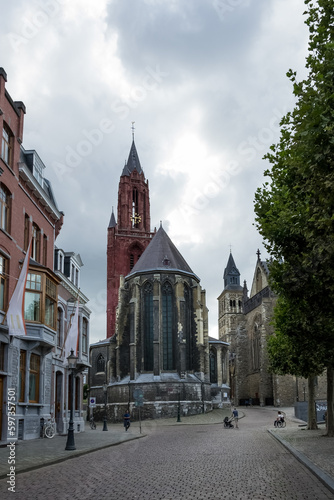 Architectural detail of the Gothic Church of Saint John, located at the Vrijthof, a large urban square in the centre of the city of Maastricht, Netherlands