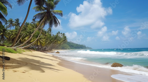beach with palm trees. Generative Ai