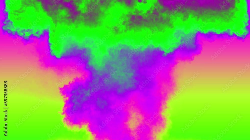 A cheerful bright multi-coloured pulsating explosion with smoke. A cheerful bright multi-coloured pulsating explosion with smoke.