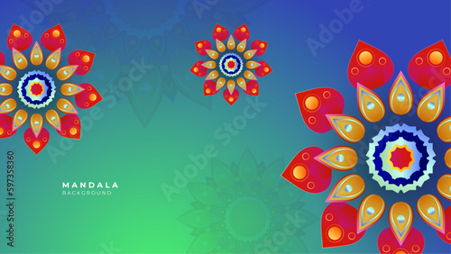 Diwali festival holiday design with paper cut style of Indian Rangoli. Purple color on yellow background. Vector illustration.