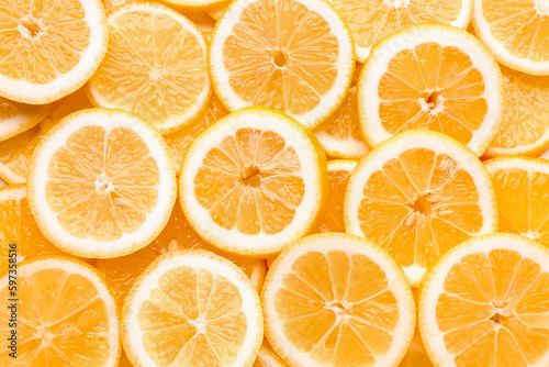 Texture of sliced lemons as background