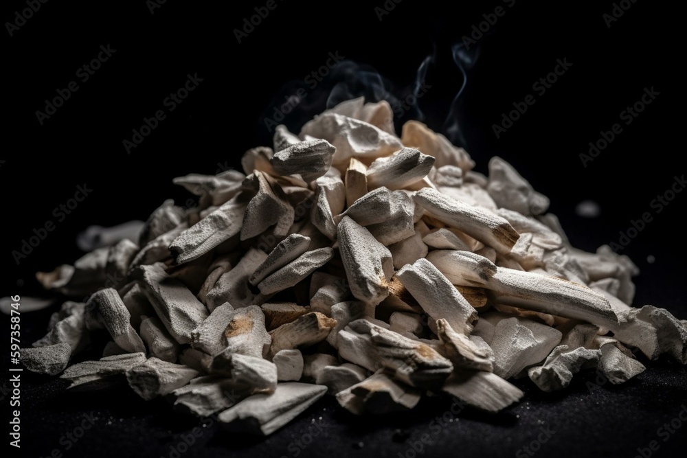 White isolated magnesium chips used for starting fires. Generative AI - obrazy, fototapety, plakaty 