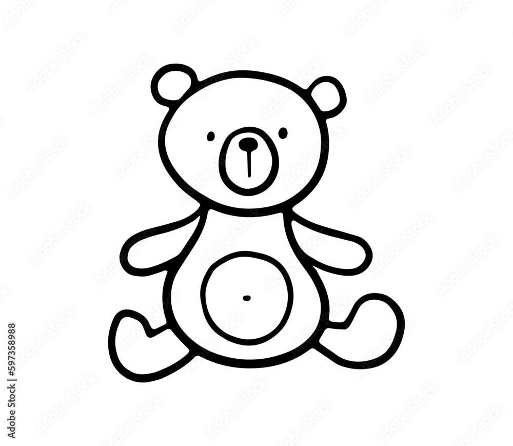 Cute bear toy sketch. Simple vector doodle outline illustration Cute bear toy sketch. Simple vector doodle outline illustration