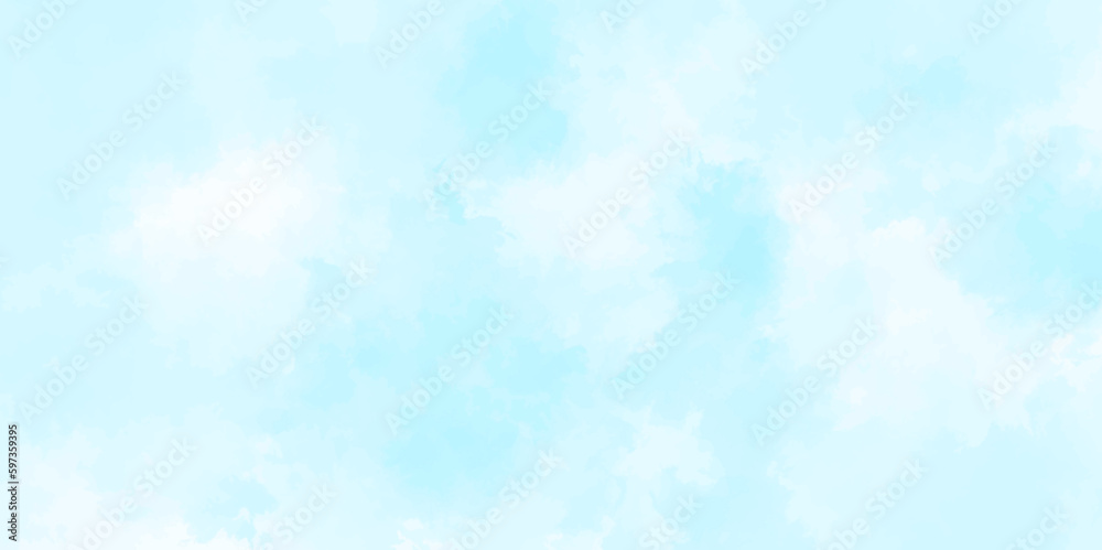 Panorama of blue sky with white clouds. Sky clouds landscape light background . White cumulus clouds formation in blue sky. sunny heaven landscape, bright cloudy sky view from airplane, copy space.