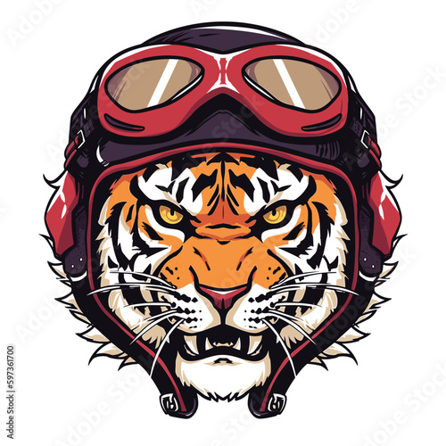 Tiger head  biker logo vector t-shirt design