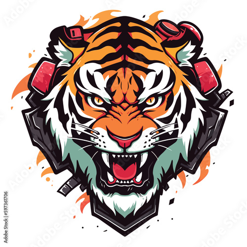 Tiger head  biker logo vector t-shirt design