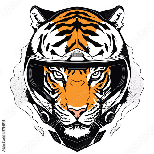 Tiger head  biker logo vector t-shirt design