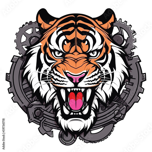 Tiger head biker logo vector t-shirt design