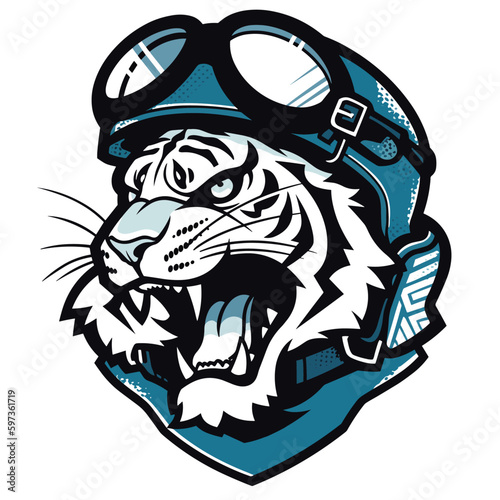 Tiger head  biker logo vector t-shirt design