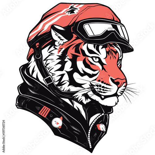 Tiger head  biker logo vector t-shirt design