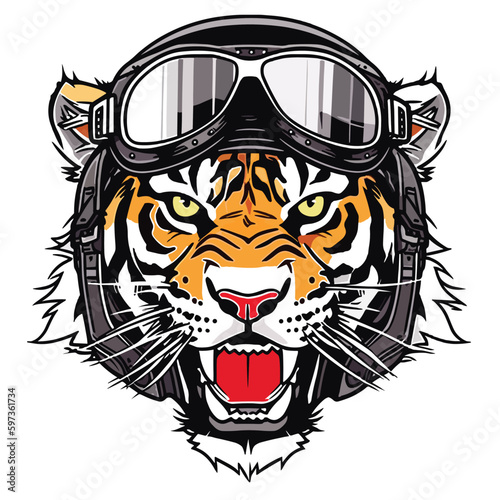 Tiger head  biker logo vector t-shirt design