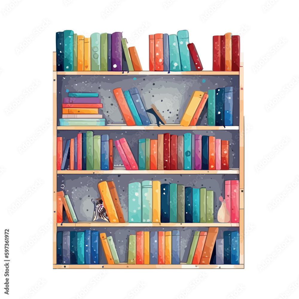 Fototapeta premium Library bookshelf, backdrop for learning