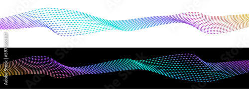 Tela abstract neon colorful particle wave length background transparent black vector
