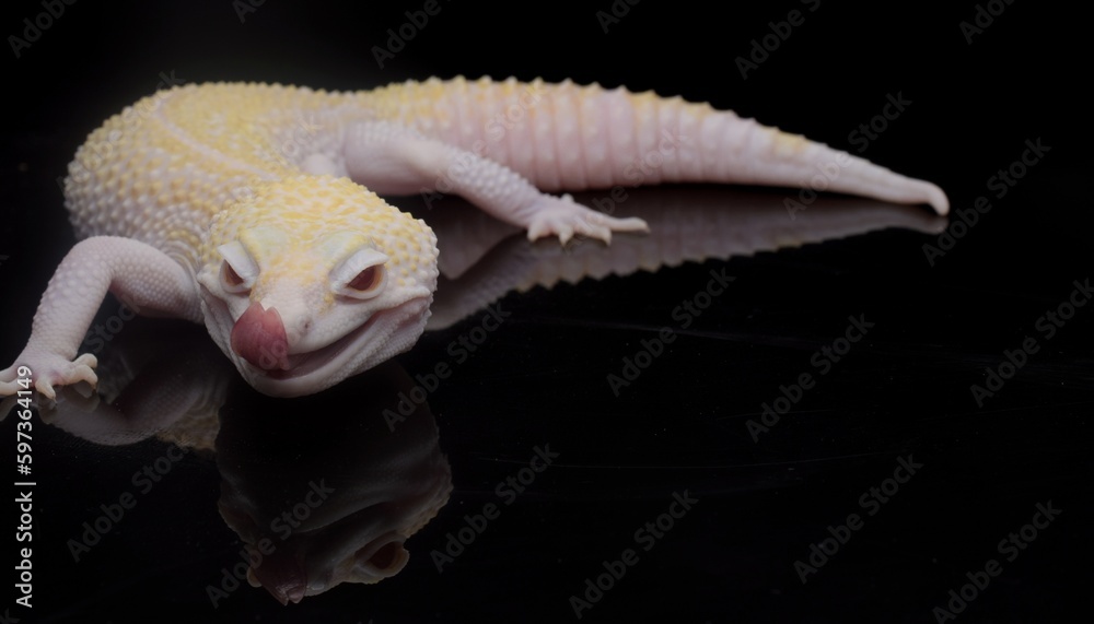 Obraz premium leopard gecko lizard,black background, eublepharis macularius