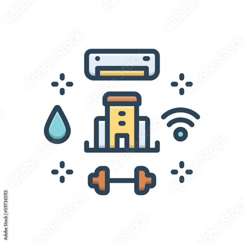 Color illustration icon for amenities 