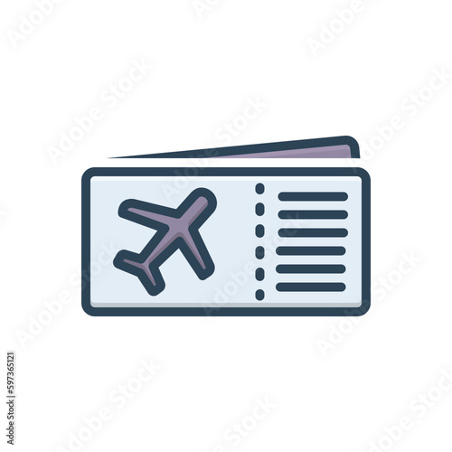 Color illustration icon for airfare 