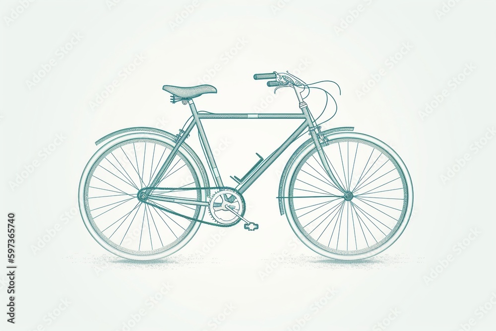 minimalist illustration of a bike made of outlines in green; bike isolated retro drawing minimalist illustration of a bike made of outlines in green; bike isolated retro drawing