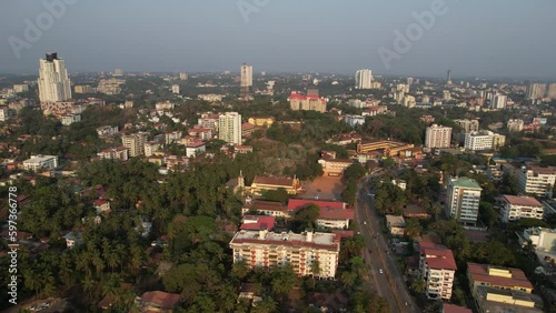 Mangalore city aerial footage of Lady Hill area and Urwa Church Centenary Hall. photo