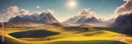 panorama of the mountains. generative ai