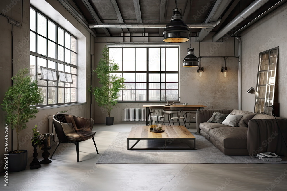 Modern office interior in loft style Modern office interior in loft style