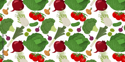 Seamless pattern with fresh vegetables