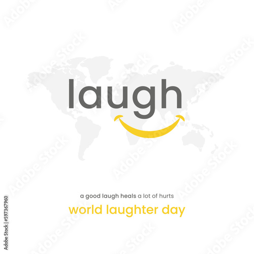 World Laughter Day, May 2nd, Laugh  Typography with Smiley on world map, Social Media Digital Post Vector