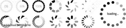Set of vector loading icons.loading bar progress icon. Download progress. Collection Loading status. Vector illustration