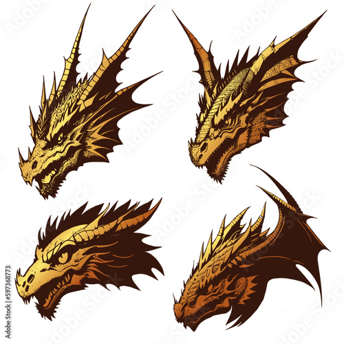 Dragon Gold vector illustration design  template
