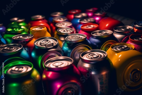 Colored cans. Generative AI
