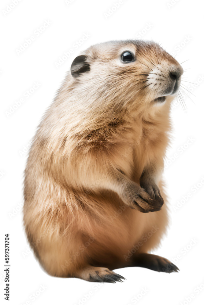 Curious Groundhog Observing in Brown and White Tones. Generative AI Curious Groundhog Observing in Brown and White Tones. Generative AI