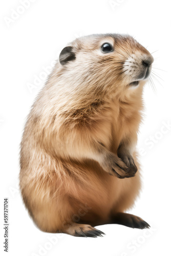 Curious Groundhog Observing in Brown and White Tones. Generative AI