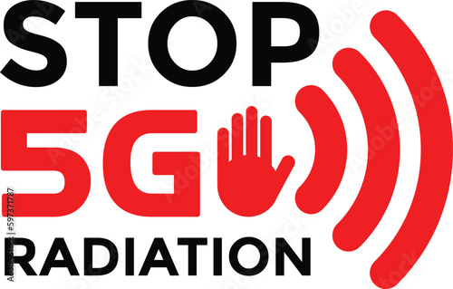 STOP SIGN 5G TOXIC RADIATION STICKER VECTOR