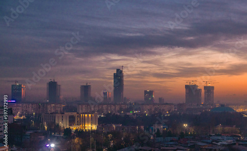 Uzbekistan, Tashkent. Tashkent city park. night