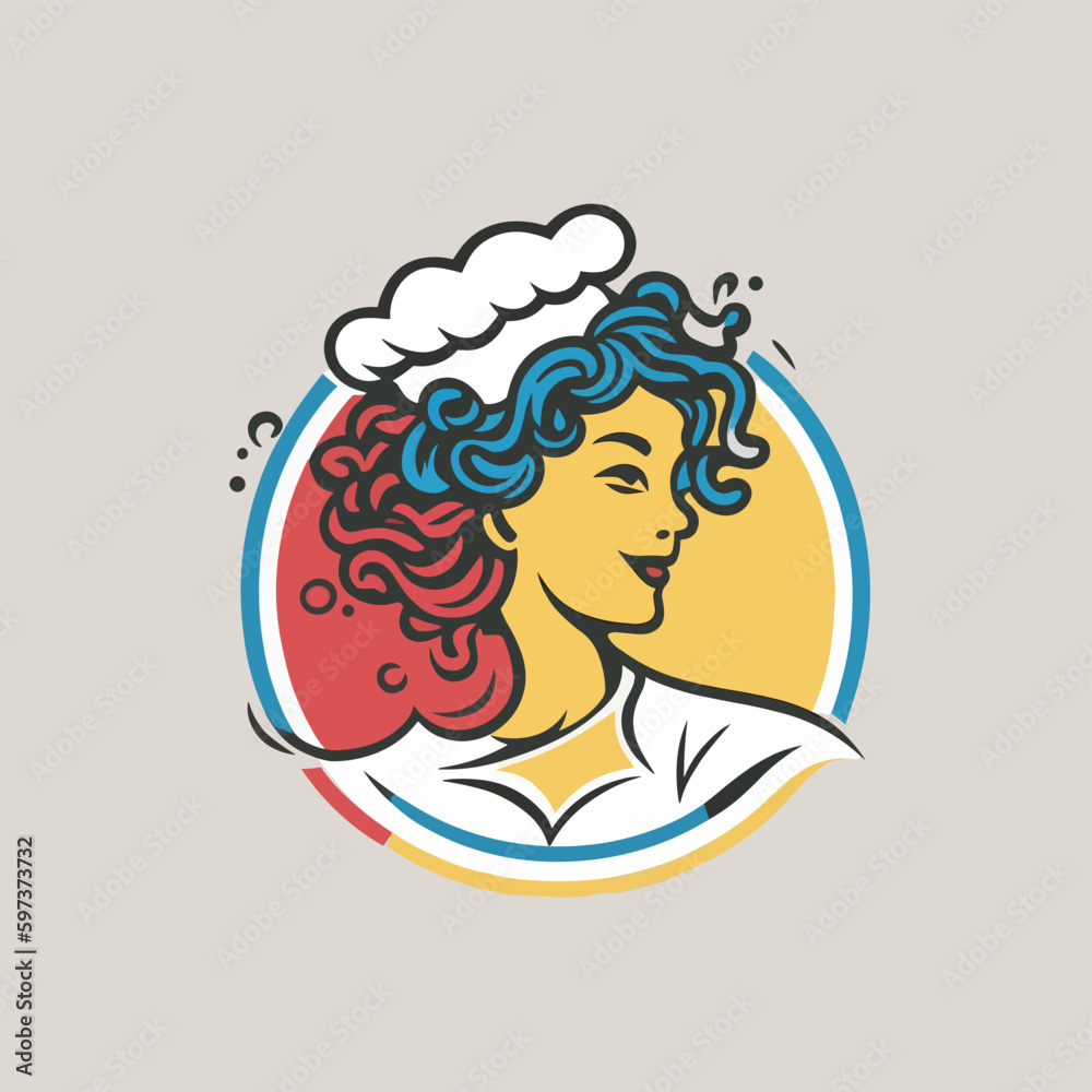 emblem icon girl chef emblem icon girl chef