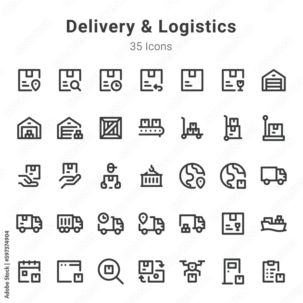Delivery and logistics icon set