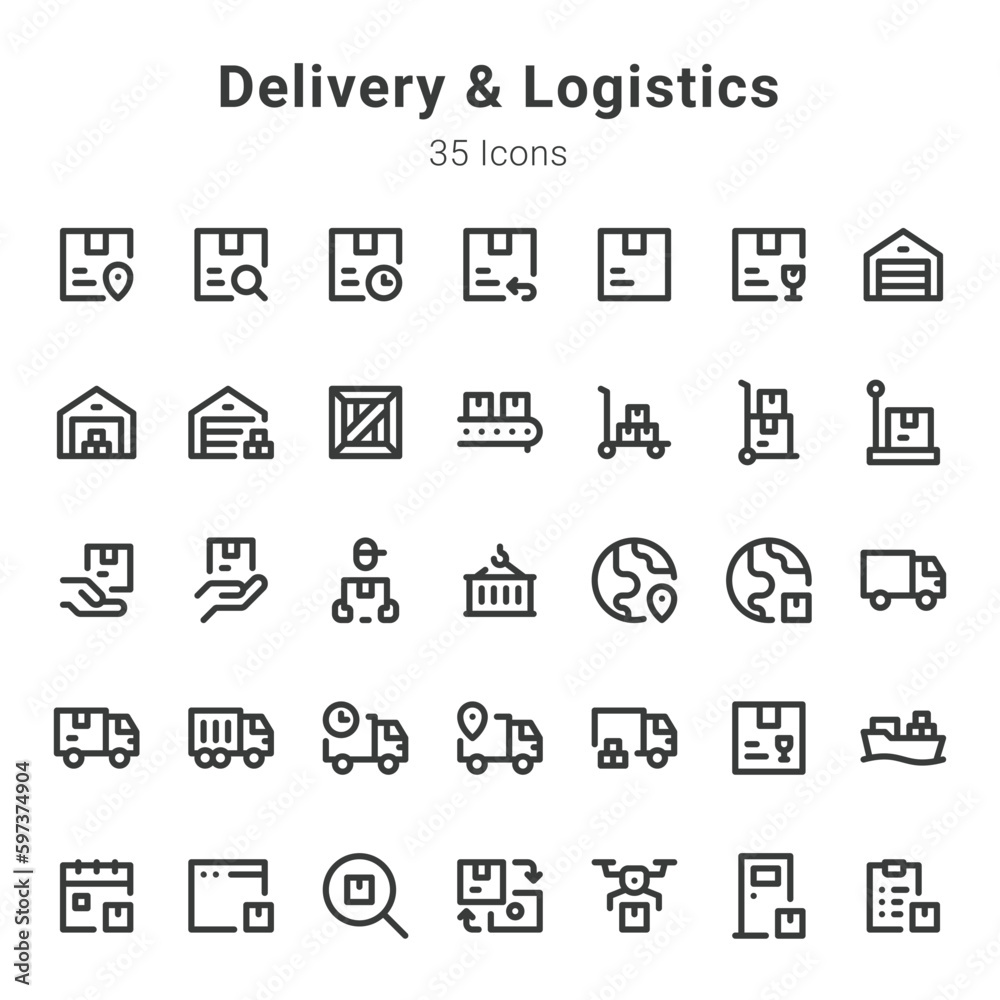 Delivery and logistics icon set Delivery and logistics icon set
