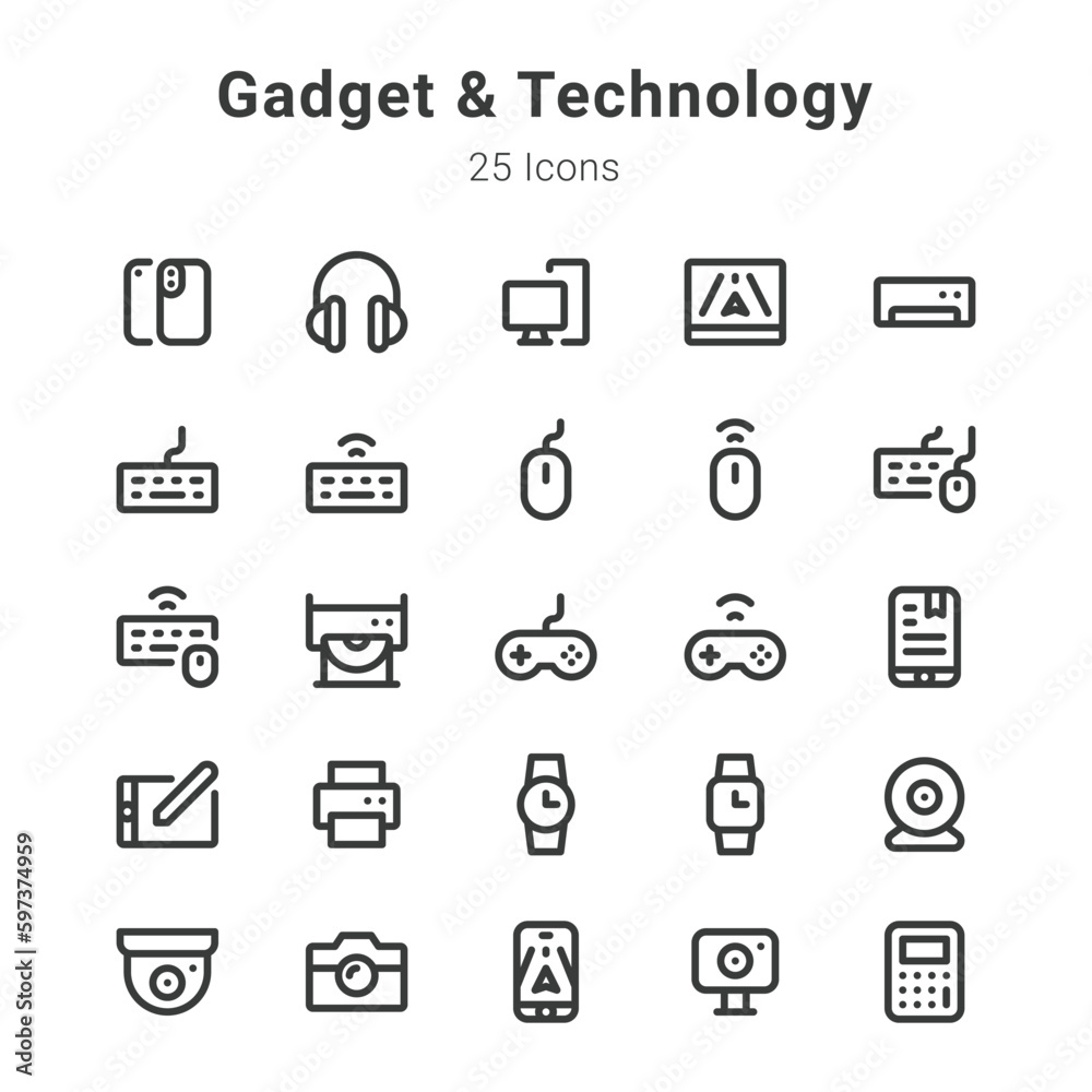 Gadget and technology icon set