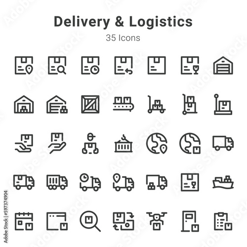 Delivery and logistics icon set