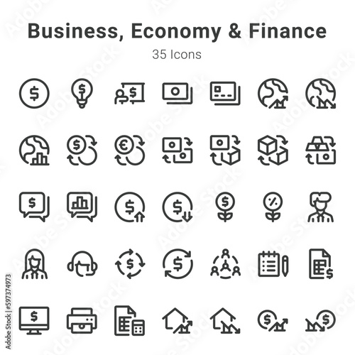 Business, economy and finance icon set