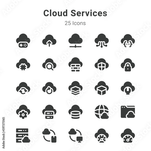 Cloud services icon set