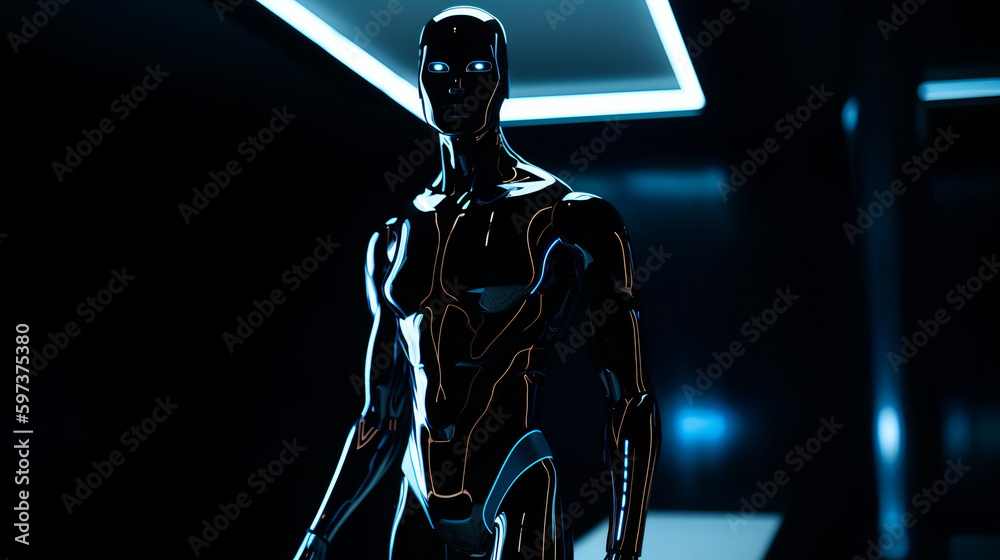 Android, human form in the darkness, technology, desktop wallpaper, AI ...