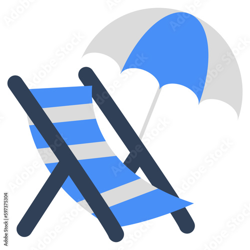 Modern design icon of deck chair 