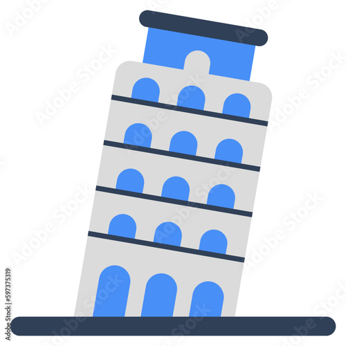 Commercial, building, architecture, estate, property, icon, vector, flat, structure, Pisa, 
